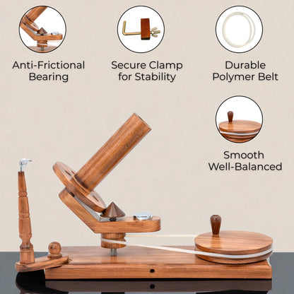 Artistic International Wooden Yarn Winder Set - Handcrafted Yarn Ball Winder for Knitting & Crocheting (Antique Winder AT)