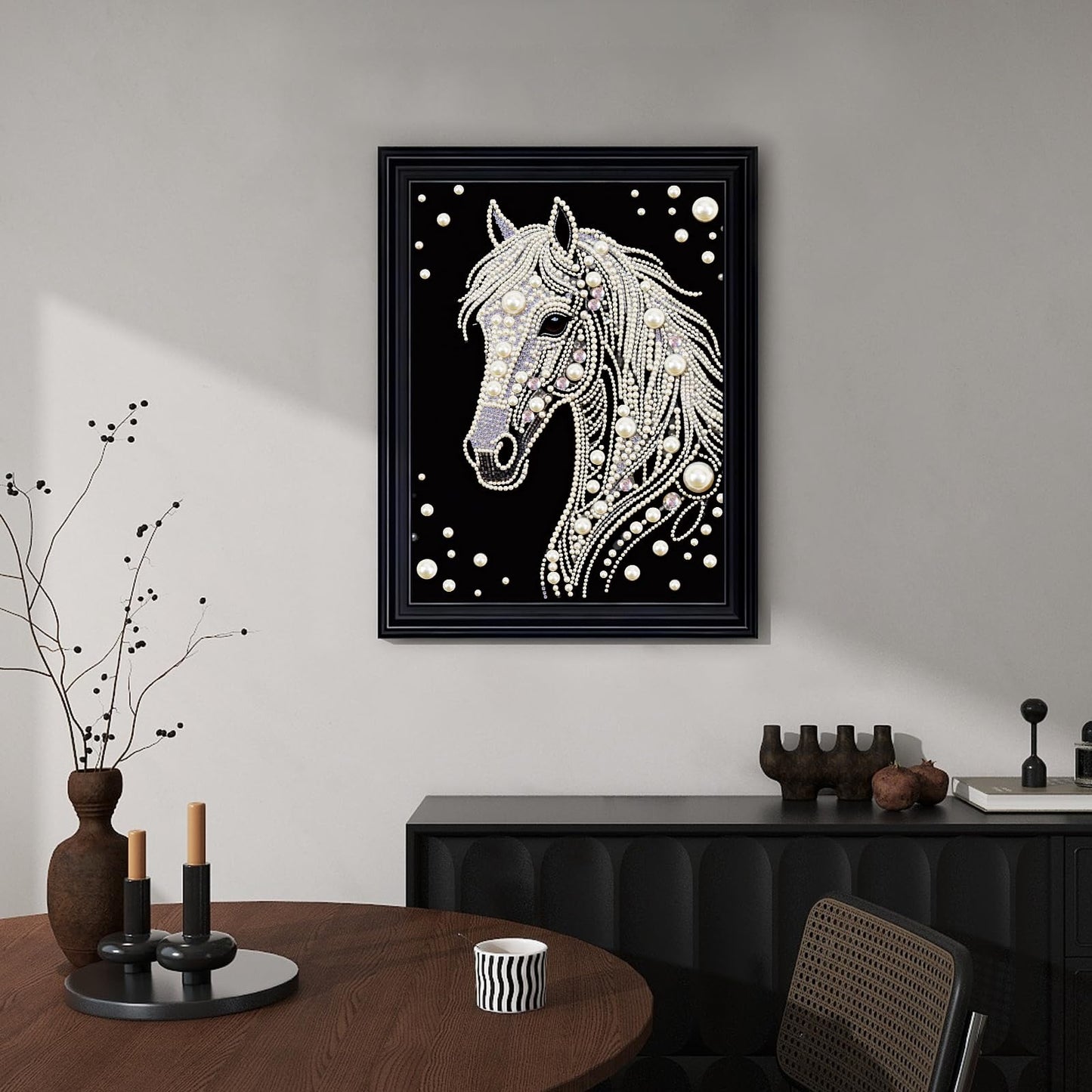 WSLWXSHM Pearl Diamond Painting Kits for Adults Horse, 5D Special Shape Diamond Art Kits for Beginners, Crystal Rhinestones Diamond Painting for Home Wall Decoration Gift 12×16inch/30×40cm, Animal