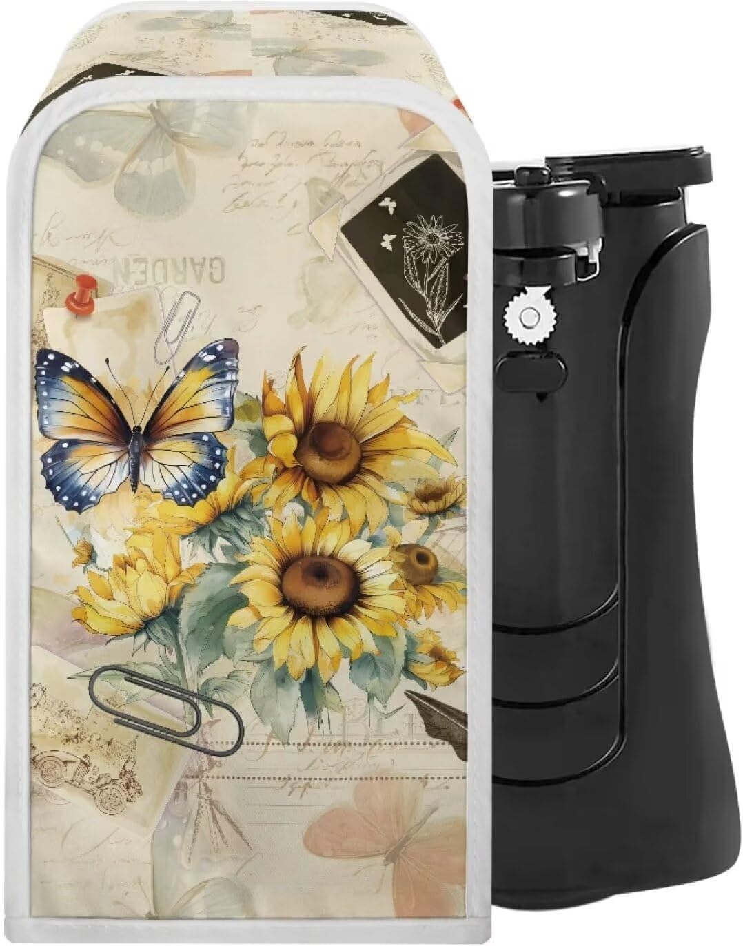 Can Opener Cover, Dust Protection Stain Resistant Kitchen Appliance Cover, Washable for Women Gift, Butterfly Sunflower