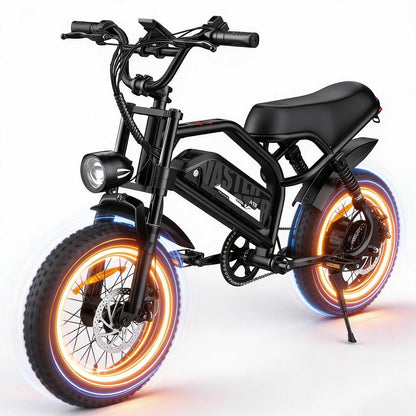 AVDLBIKE Electric Bike, 16'' Fat Tire E-Bike for Teens &Child/Adults, 500W Small Ebike with 36V/12.8Ah Removable Battery, 20 MPH /45 Mile Range, Full Suspension Off-Road Electric Dirt/Mountain Bike