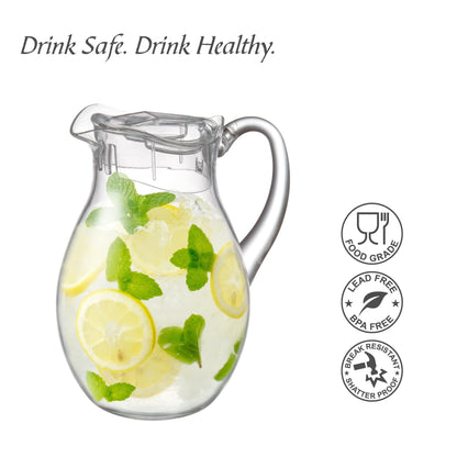 Amazing Abby - Bubbly - 2-Pack Acrylic Pitcher (72 oz), Clear Plastic Water Pitcher with Lid, Fridge Jug, BPA-Free, Shatter-Proof, Great for Iced Tea, Sangria, Lemonade, Juice, Milk, and More