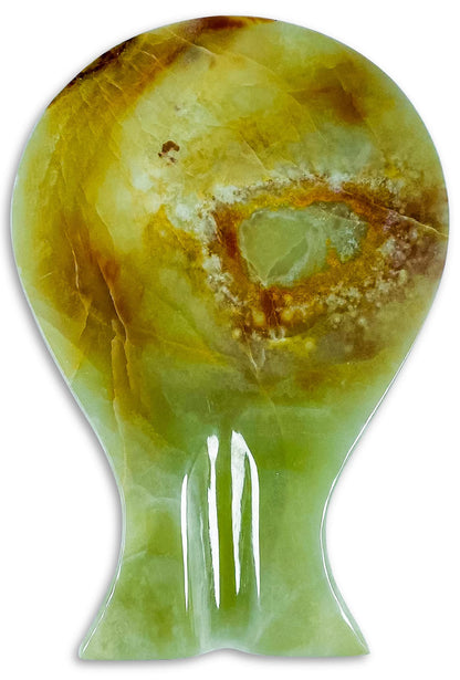 TheWolfard Luxury Handmade Multi Green Calcite Crystal Spoon Rest for Kitchen Counter, Best Spatula Holder for Kitchen Accessories & Housewarming Gifts.