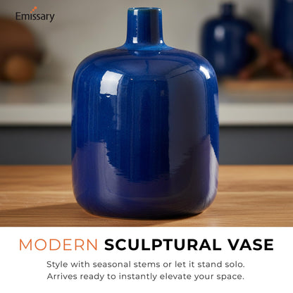 Emissary - Round Jug Vase, Blue 13x18 H