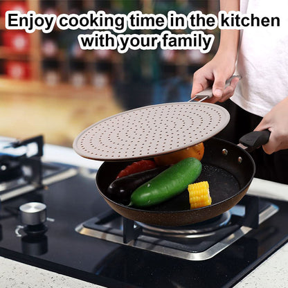 Silicone Splatter Screen Pan Cover 11", Heat Insulation Cooling Mat, Strainer, Drain Board, Oil Splash Guard for Frying Pan, Non-Stick, Heat Resistant Universal Pan Cover