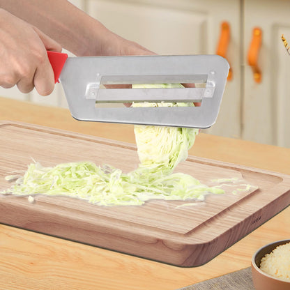 Cabbage Chopper Shredder, 2 Pack Cabbage Cutter Knife Kitchen Slicer Sauerkraut Cutter Coleslaw Grater, Sharp Stainless Steel Blades, Black & Red Handle
