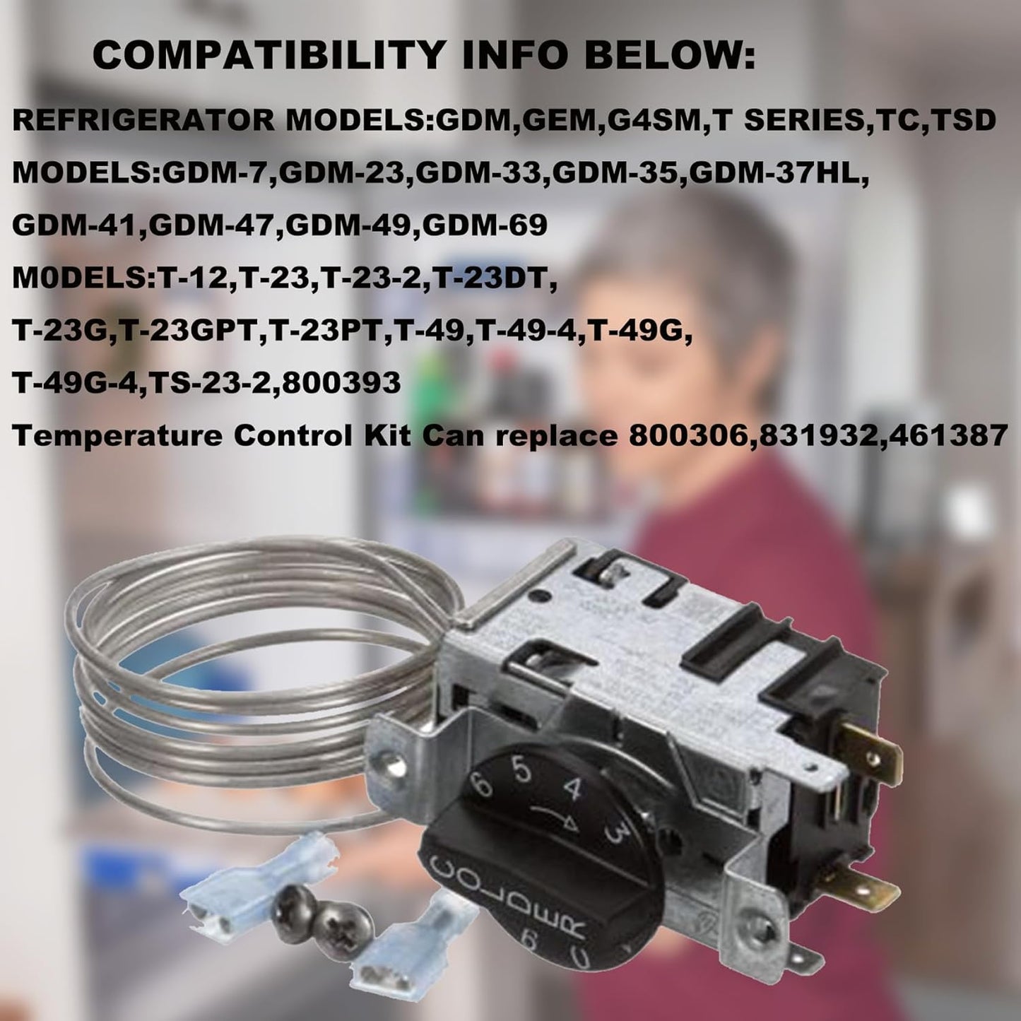 Refrigerator Temperature Control Kit 800393 Compatible with True Refrigerators, Replace 800306, 831932