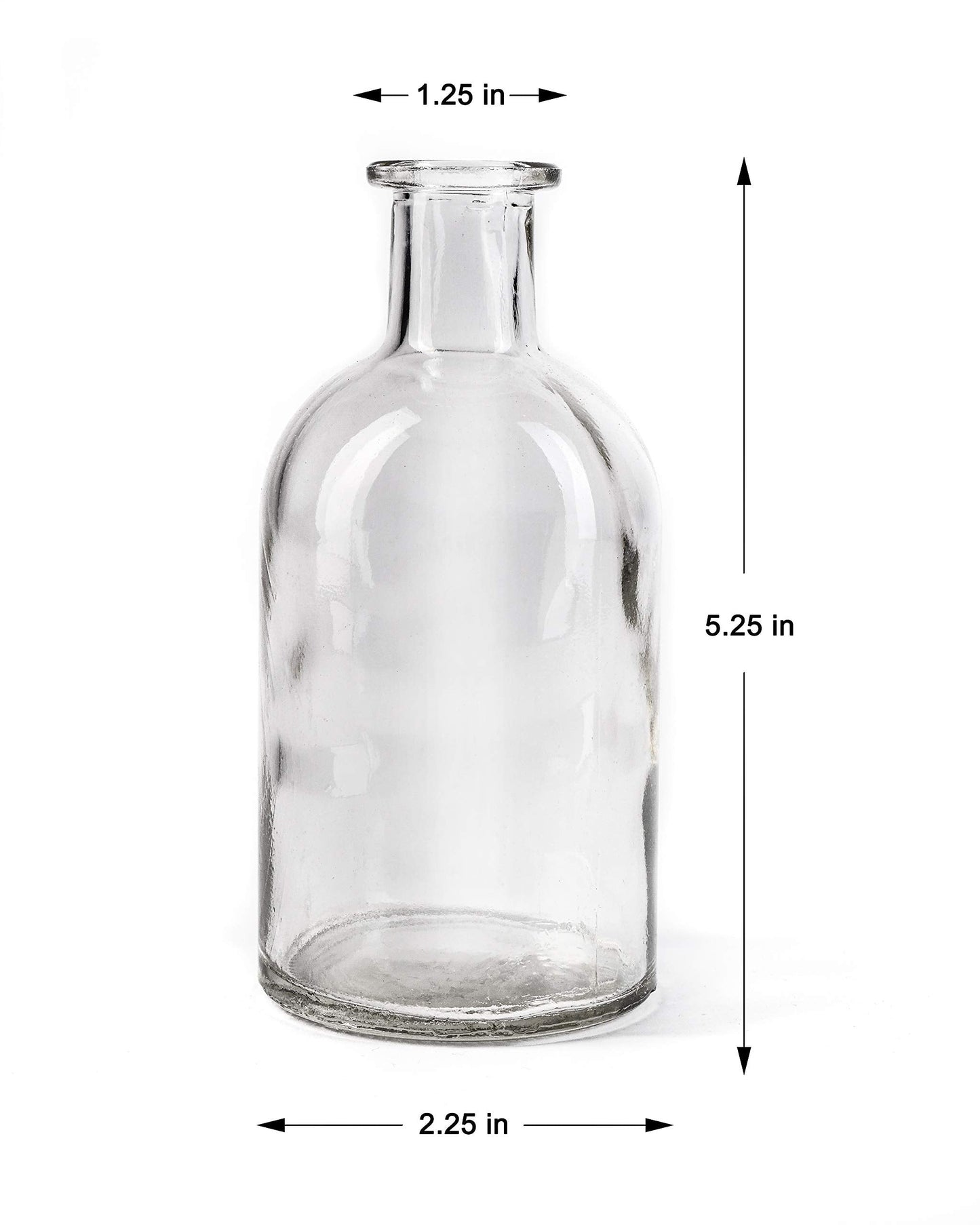 Serene Spaces Living (6 Pack) Bud Vases for Apothecary Jars, Decorative Glass Bottles, Wedding Reception Centerpieces, Mini Flower Vases, Small Medicine Bottles for Home Decor