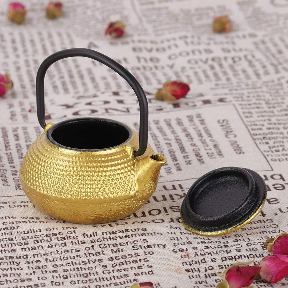Gaeirt 50ml Cast Iron Tea Pot - Flat Bottom Tea Infuser with Handle and Spout, Exquisite Water Kettle for Home Kitchen