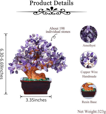 MANIFO Amethyst Crystal Tree, Reiki Healing Gemstone Money Tree Feng Shui Crystals Home Office Luck Decoration