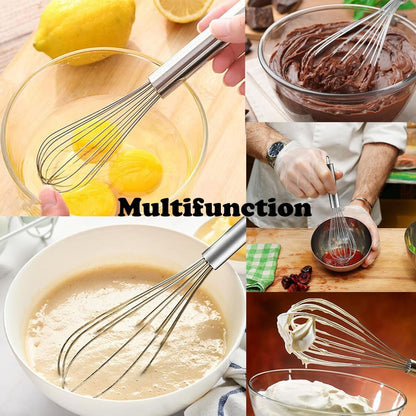 Stainless Steel Whisk Set, 3 Packs Balloon Whisks for Cooking, Whisking, Blending (8", 10", 12")