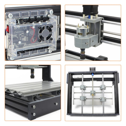 RATTMMOTOR DIY CNC Router Kit, 3 Axis Hobby CNC Router Machine GRBL Control, Plastic Acrylic PVC PCB Wood Mini Desktop Engraving Milling Carving Machine, Working Area 300x180x45mm