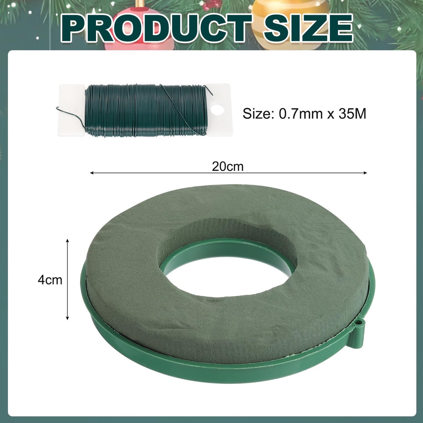 MECCANIXITY Foam Mud Block Ring Flower Foam Ring with Suction Cup 20CM Green Car Flower Mud for Holiday Decoration Wedding Car Decor