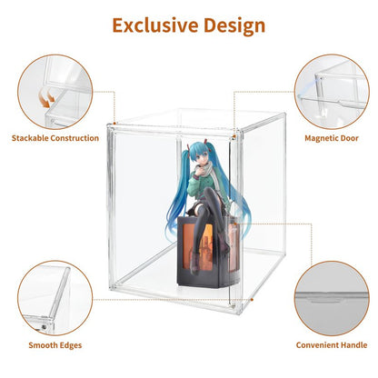 Seaniss Clear Acrylic Display Case with Magnetic Lid-Dustproof Plastic Book Storage box,Clear Box,Purse Storage Organizer,Action Figure Display Case,Acrylic Sneaker Shoe Box(1 Pack)