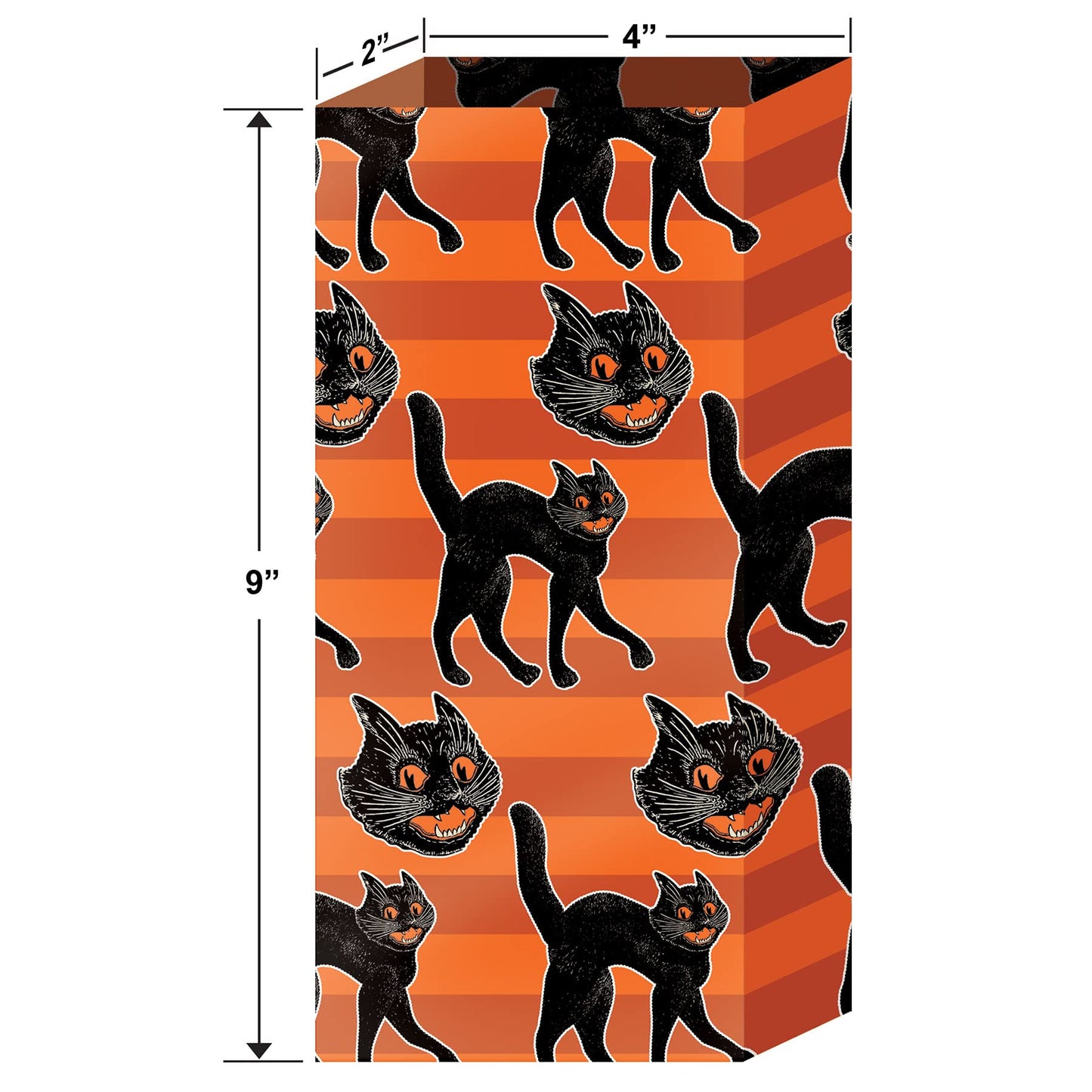 Beistle 50 Piece Vintage Halloween Plastic Cellophane Treat Bags For Cookies, Candies, And Party Favors, Includes Twist Ties