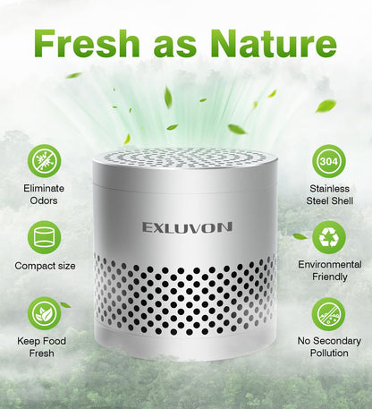 Fridge Deodorizer, Lasts 10 Years, Odor Eliminator, Bamboo Charcoal Air Purifying Bag, Silver