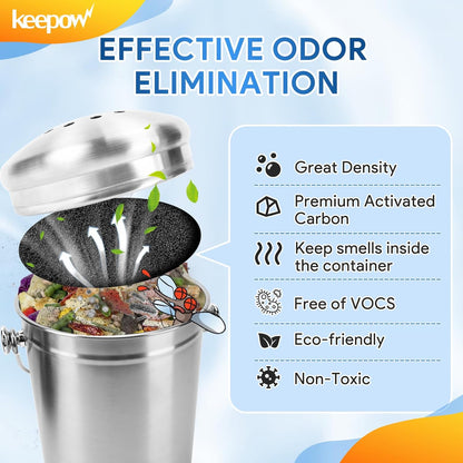 KEEPOW 10 Pack 6.75" Compost Bin Filter Replacement, Charcoal Filters for Kitchen Compost Bin