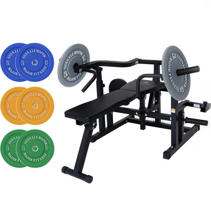 Major Fitness P1 Bench Press Machine with Independent Arms – Adjustable Flat & Incline Bench Press for Chest & AB Workouts – Perfect Home Gym Equipment (Black Rack + 230LB Color Plates)