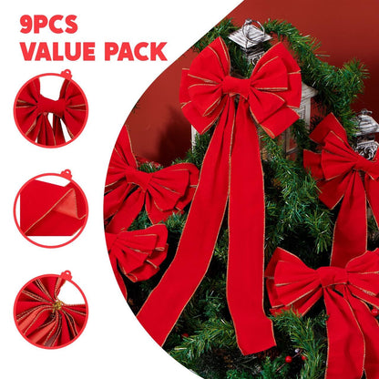 JOYIN 3PCS Big Red Velvet Christmas Bows, 30.7" Long by 10.6" Wide Giant Velvet Decor for Christmas Tree, Large Wreath Bows, Indoor Outdoor Holiday Xmas Decorations