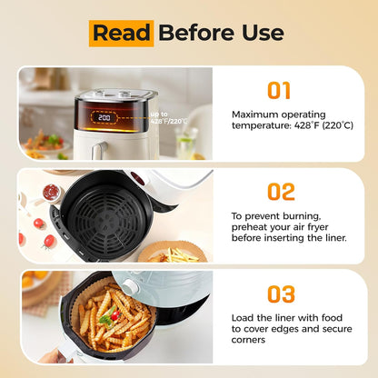 Ninja Air Fryer Liners - 205 PCS Heavy-Duty Disposable Parchment Paper | 8" Round, Oil-Proof & Non-Stick