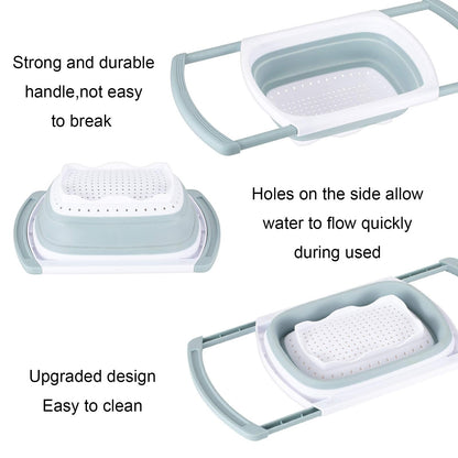 Colander Collapsible, Kitchen Strainer Colander, Collapsible Colander with Extendable Handles for Draining Veggies, Pasta,Fruit, Includes 6, 4 Quart Over the Sink Strainer Folding and 2 Quart Round