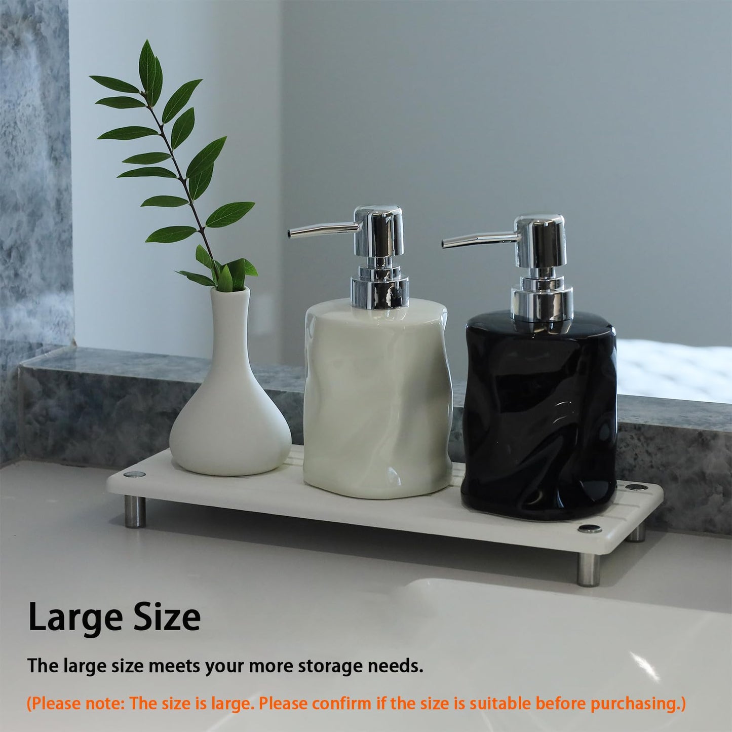 Quick Dry Sink Caddy Kitchen Sink Organizer, Water Absorbing Stone Tray for Sink, Stone Drying Tray, Diatomite Faucet Mat & Protector, Dispenser Sponge Holder, Stone Soap Tray for Bathroom Counter