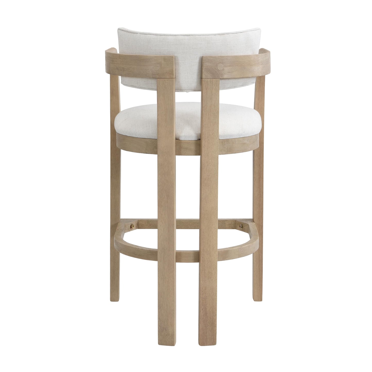 Christopher Knight Home Falcon Bar Stools Set of 2, Fabric Round Backrest Counter Height Barstool for Kitchen Island, Wooden Dining Room Chair, Bar Table Counter Stool with Footrest, Light Ash+Beige
