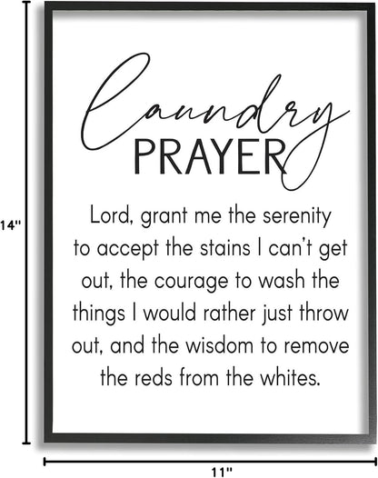Stupell Industries Laundry Prayer | Faith Based Sentiment Home Cleaning Parody | 11 x 14 Black Framed Wall Art