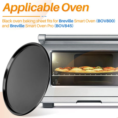 GYPNS 13 Inch Nonstick Pizza Pan Fit for Breville Smart Oven BOV800XL, BOV845BSS Countertop Oven Accessories Round Pizza Tray Replacement, with 50 Pcs Parchment Paper Sheets（Heavy Carbon Steel）
