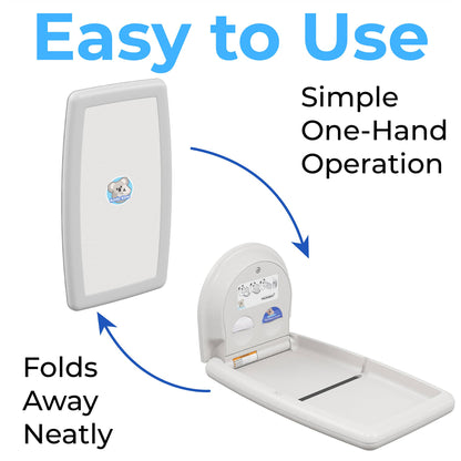 Koala Kare KB301-05 Vertical Surface Mounted Baby Changing Table - Foldable Plastic Diaper Changing Station (White Granite)