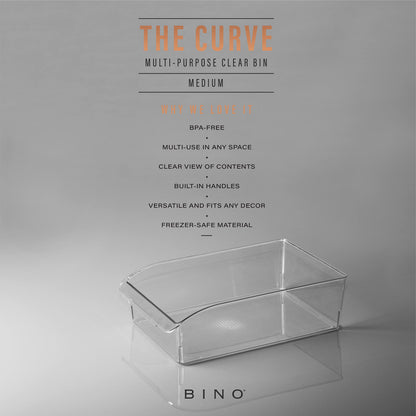 BINO | Plastic Storage Bins, Medium | THE CURVE COLLECTION | Multi-Use Organizer Bins | Storage Containers Kitchen, Pantry and Home Organization | Fridge Organizers | Pantry Organization and Storage