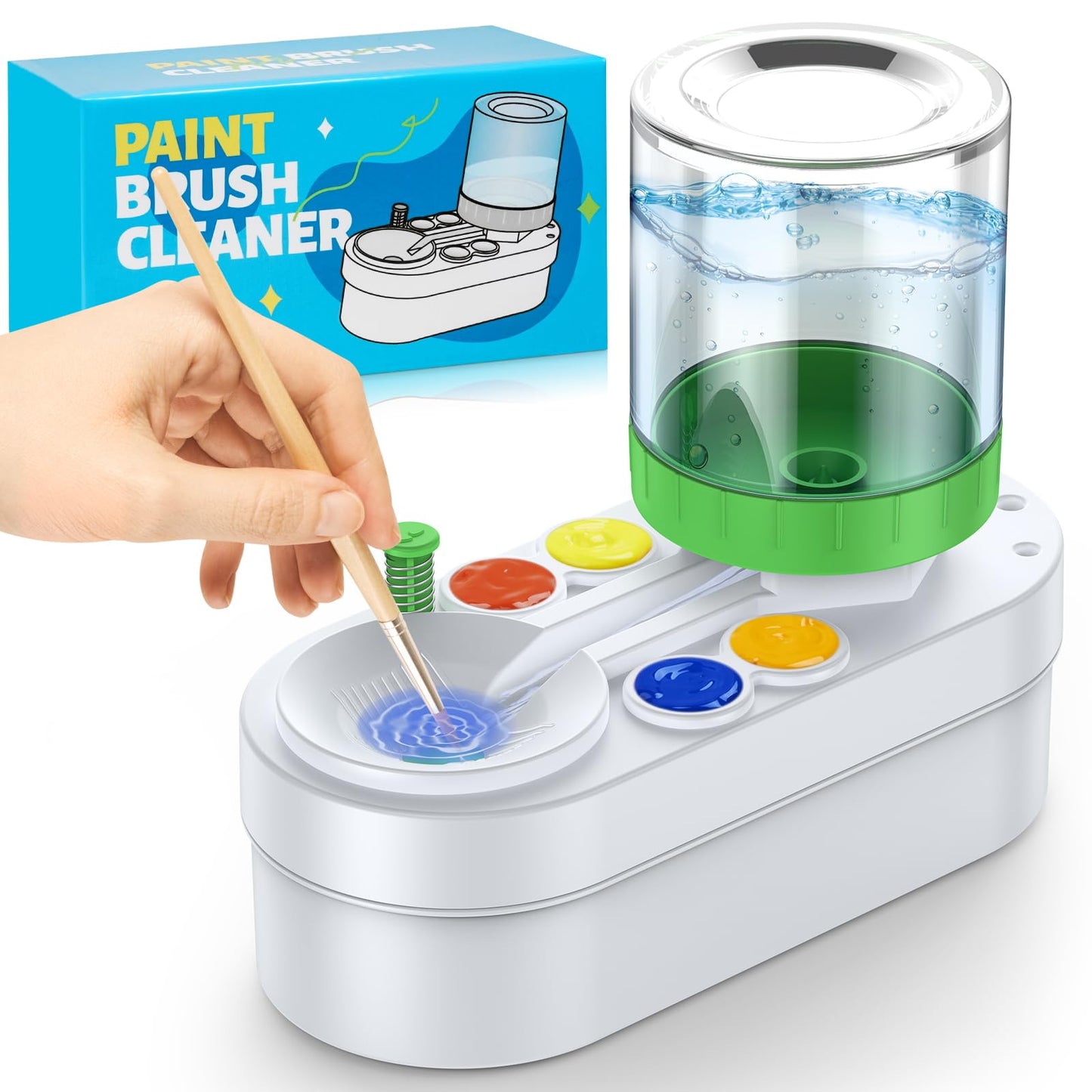 Paint Brush Cleaner: Painting Supplies for Kids, Paint Station, Paint Water Brush Rinser Cup(Running Water Circulation), Art Supplies for Kids&Adults, Birthday Gifts for Kids, Adulta