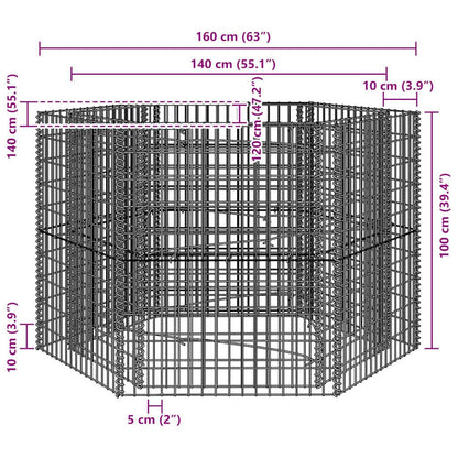 Favemtsl Hexagonal Gabion Raised Bed 63"x55"x39" Galvanized Steel Planter Box for Outdoor Garden Beds, Large Outdoor Raised Flower Bed for Patio, Backyard and Lawn