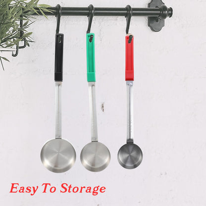 Kifmurase 6Pcs Portion Control Serving Spoons, Portion Scoops Cups Solid and Slotted Stainless Steel Ladle Spoon for Food, Measuring Serving Utensils for Restaurants (6OZ, 4OZ, 2OZ)