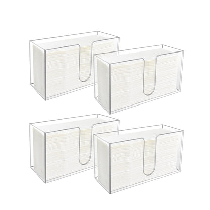 4 Pack Acrylic Paper Towel Holder, Countertop Napkin Dispenser for C-Fold, Multi-Fold & Trifold Paper Towels, 5mm Transparent Acrylic for Kitchen, Bathroom & Restaurant (4)