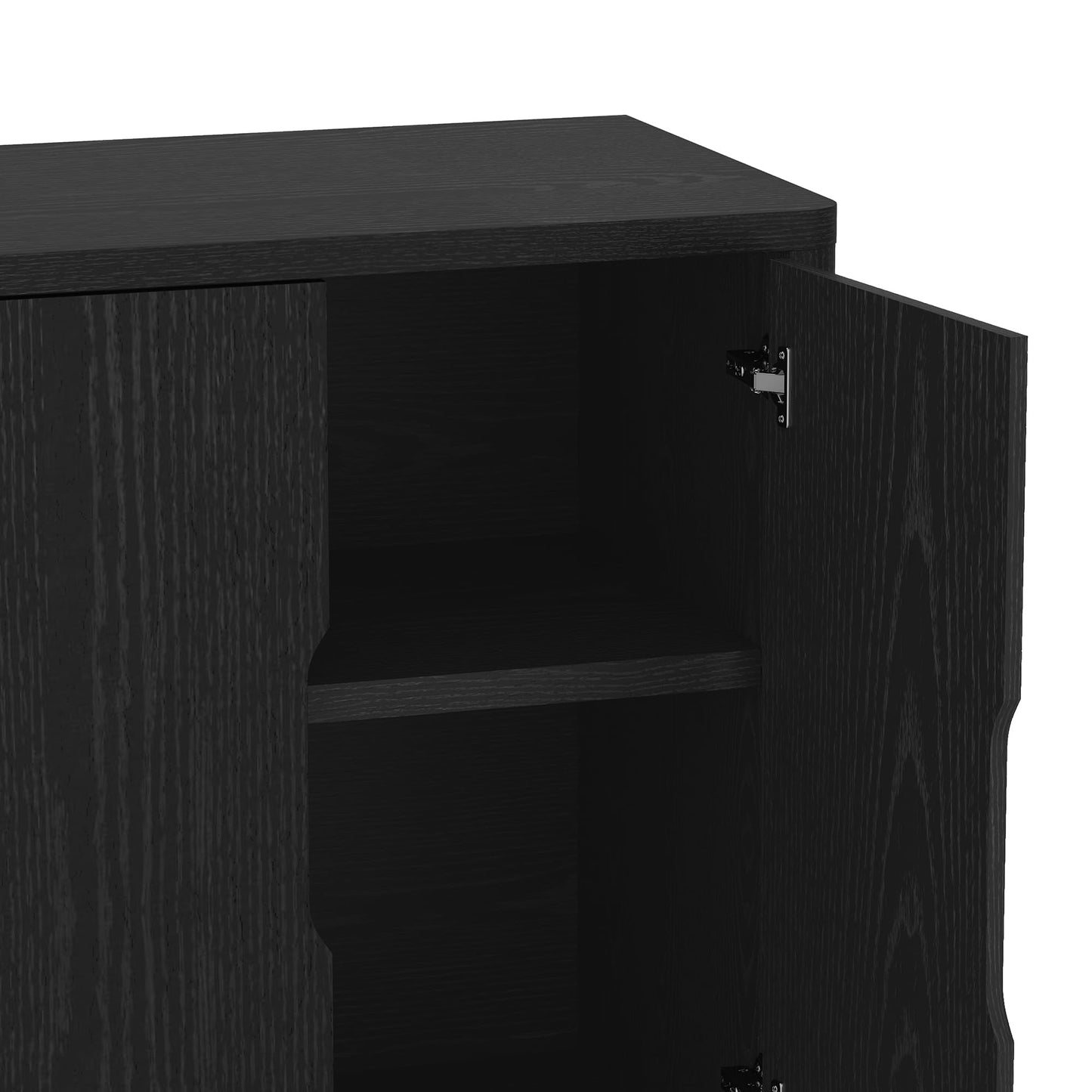 Manhattan Comfort Rivington Modern Sideboard Buffet Cabinet with Storage – 60" Media Console Table with Doors and 4 Adjustable Shelves for Dining Room, Living Room, or Entryway, Black