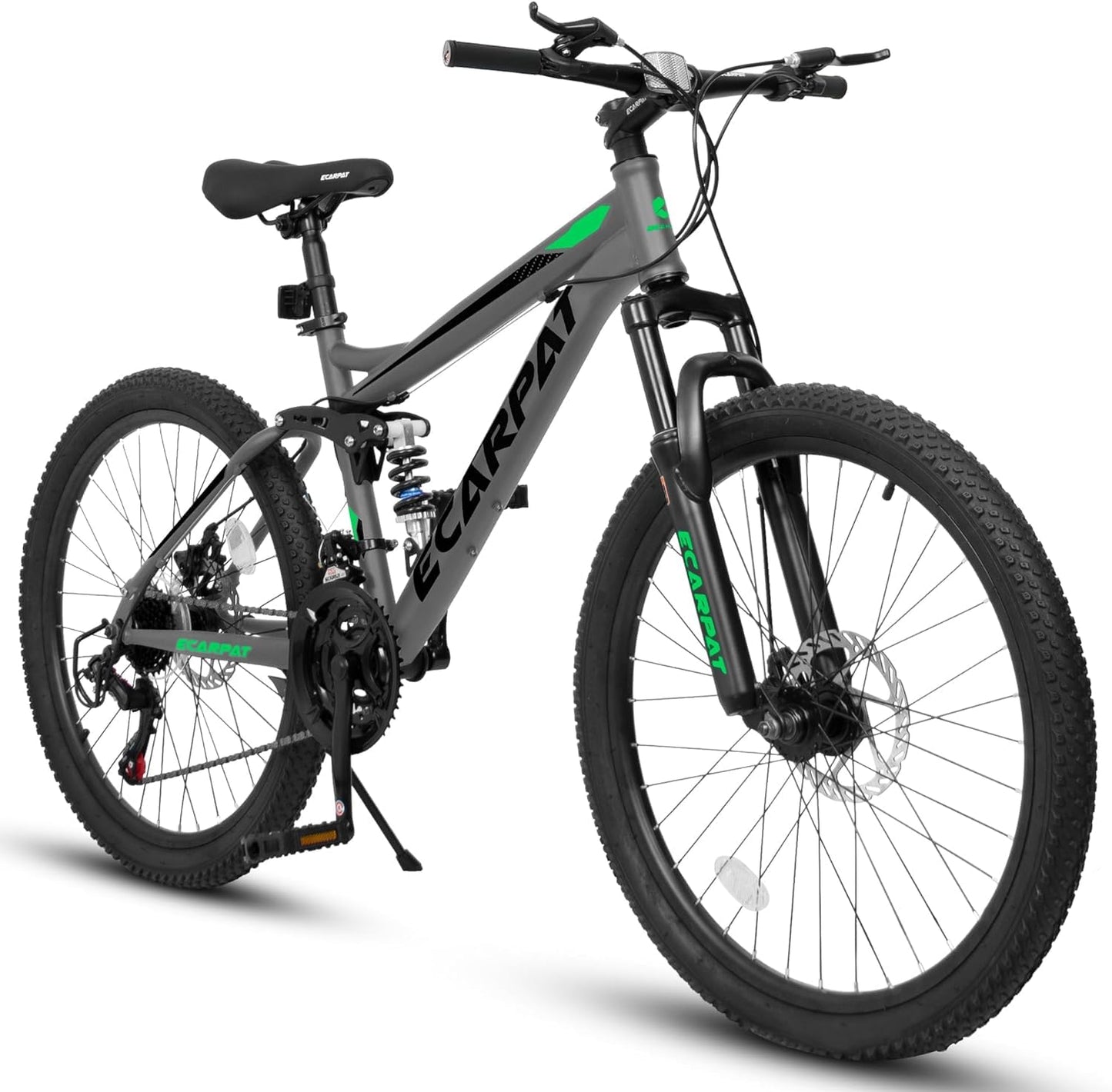 KIAPALNO 26 Inch Mountain Bike, Dual Full Suspension 21 Speed Womens Mens Mountain Bikes, Commuter Bike with Carbon Steel Frame and Dual Disc Brakes