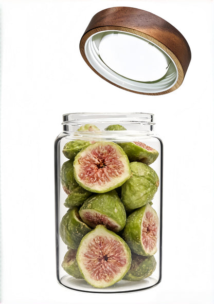Patoper 30oz Glass Coffee Jars with Airtight Wood Screw Lid Herb Spice Jar Round Storage Canister with Wooden Lid Clear Glass Food Jar for Pantry Sugar Tea Coffee Bean Spice Nuts Cookies Bath Salts