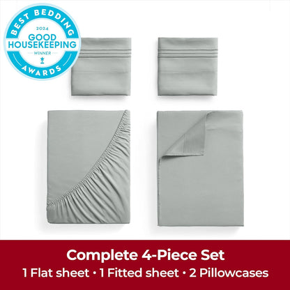 Mellanni Extra Deep California King Sheets - Hotel Luxury, Ultra Soft & Cooling Bedding | Spa Mint, 4 PC Set