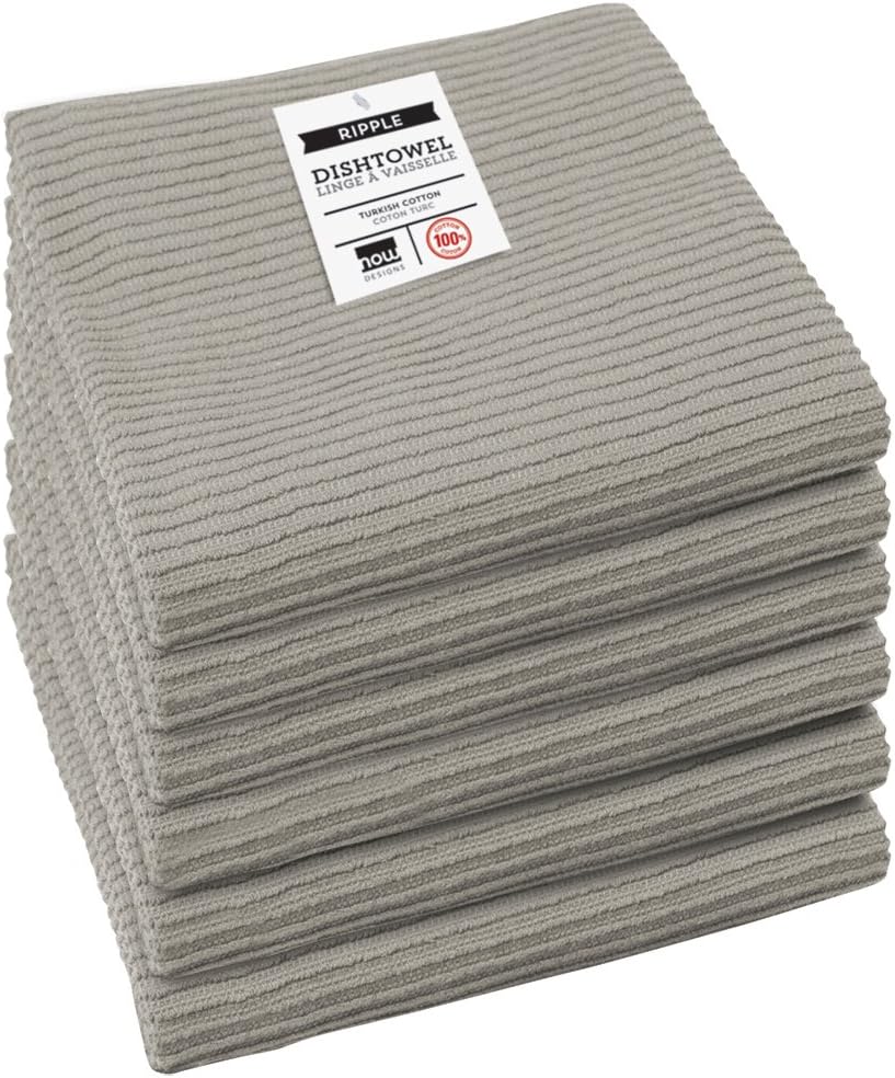 Set 6, Now Designs Ripple Kitchen Towel, of London Grey