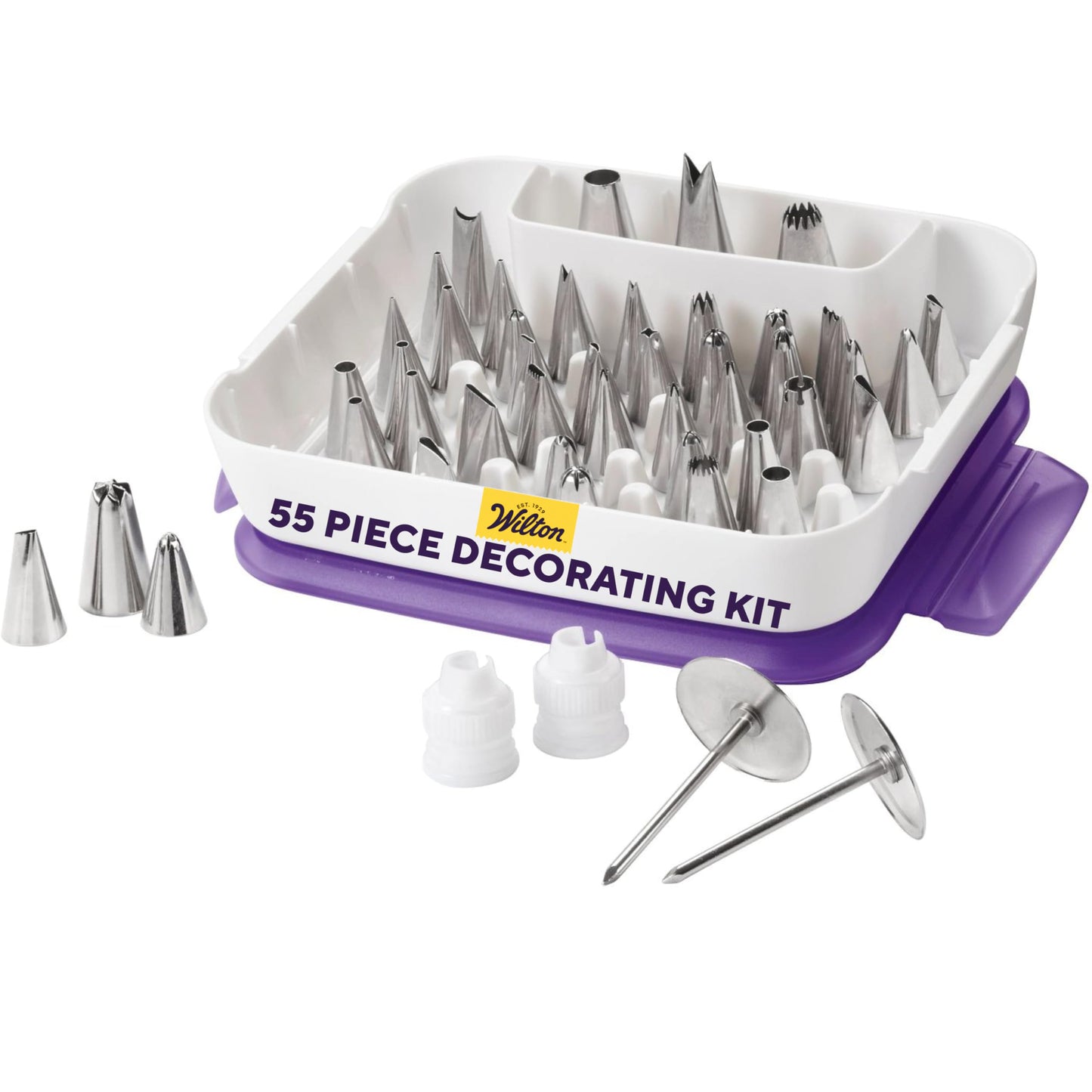 Wilton Master Cake Decorating Piping Tips Set - Decorating Supplies for Cakes & Cupcakes - Comes with Carrying Case - Includes Star, Leaf, Zigzag Tips & More - 55-Piece Set