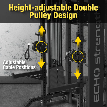 Commercial Functional Trainer Cable Machine with Dual Weight Stacks Power Cage Squat Rack Cable Crossover Exercise Machine with Pulley System All in One Home Gym Systems, Functional Trainer(Model A)