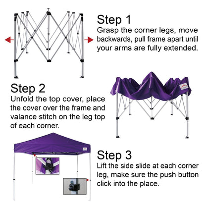 UNIQUECANOPY 10'x10' Pop Up Canopy Tent Commercial Instant Shelter, with 4 Removable Zippered Side Walls and Heavy Duty Roller Bag, 4 Sand Bags Lake Blue