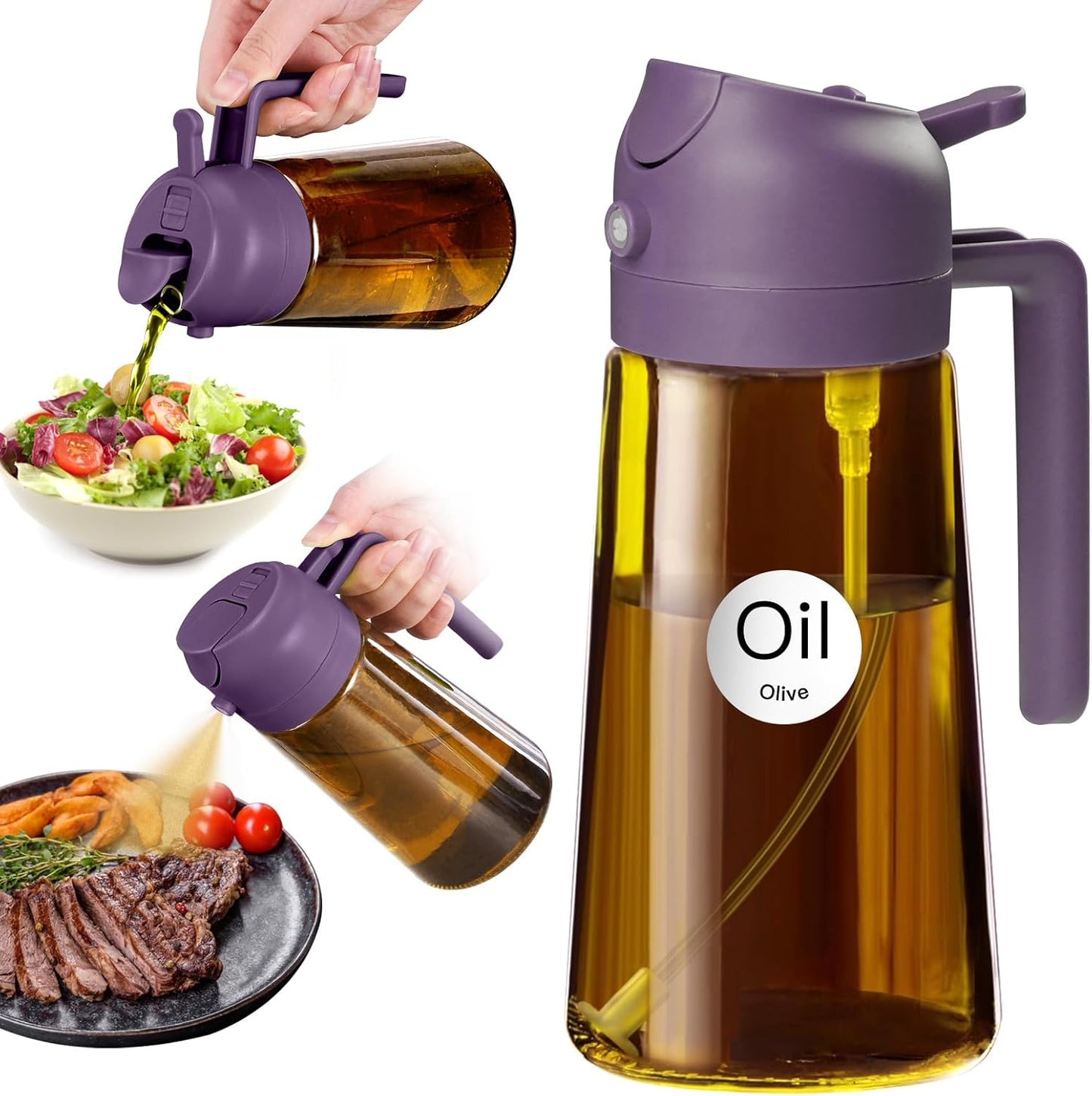 16oz/470ml 2 1 YARRAMATE Dark Brown Oil Sprayer for Cooking with Stickers, Food-grade Premium in Olive Oil Dispenser