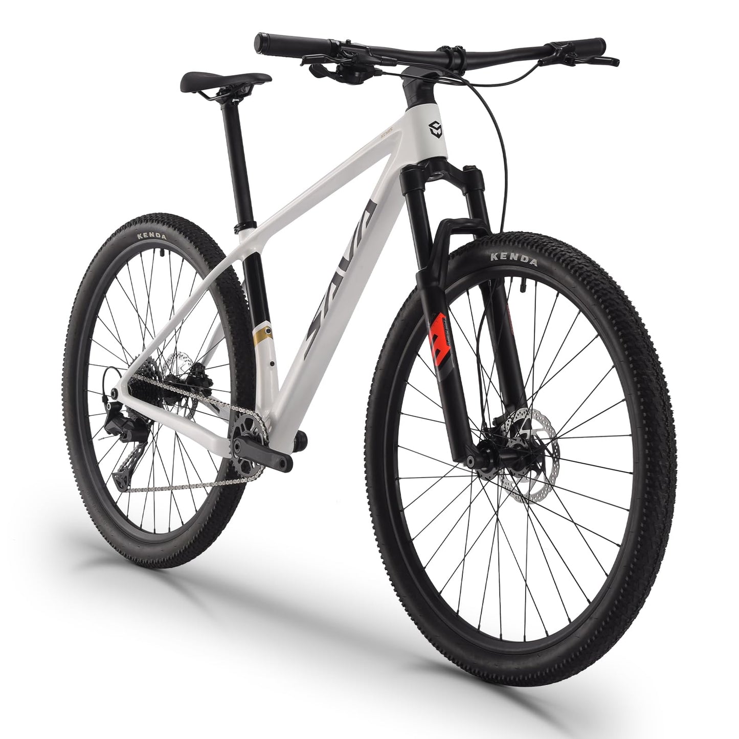 SAVADECK Carbon Fiber MTB with U6000 10 Speed Shift Groupset, Hydraulic Disc Brake with MT200 Break System (Shimmering White, 29 * 19)