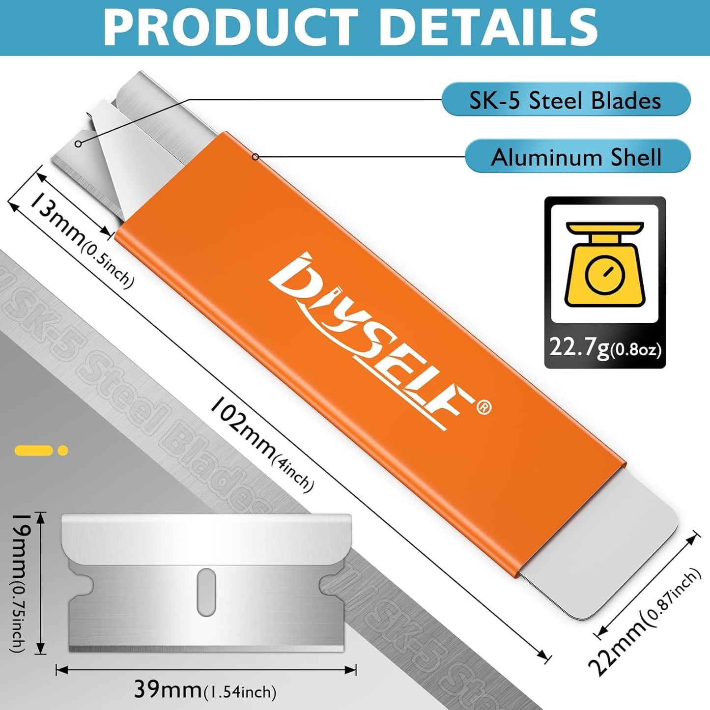 DIYSELF Box Cutters, 48 Pack Letter Openers, Mini Utility Knife, Razor Knife with Single Edge Razor Blade, Box Cutter Retractable for Office, Home, Warehouse, School, Box Cutter Knife (Orange)