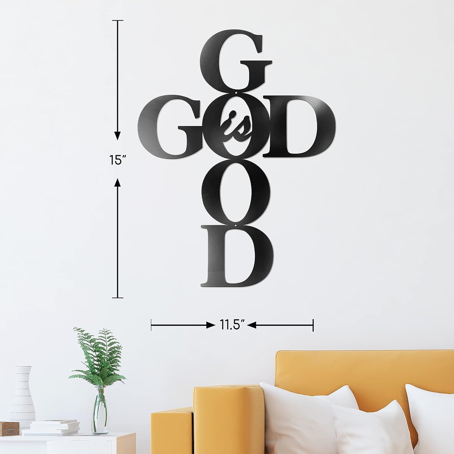 Vivegate God is Good Metal Signs Decor, Black Metal Cross Wall Decor for Religious Kitchen Home Decor