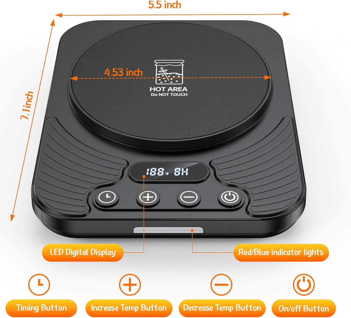 1F (70110F), 24H Sourdough Starter Warmer Precise Thermostat Warming Mat with Timer & Auto On/Off Memory, Ideal