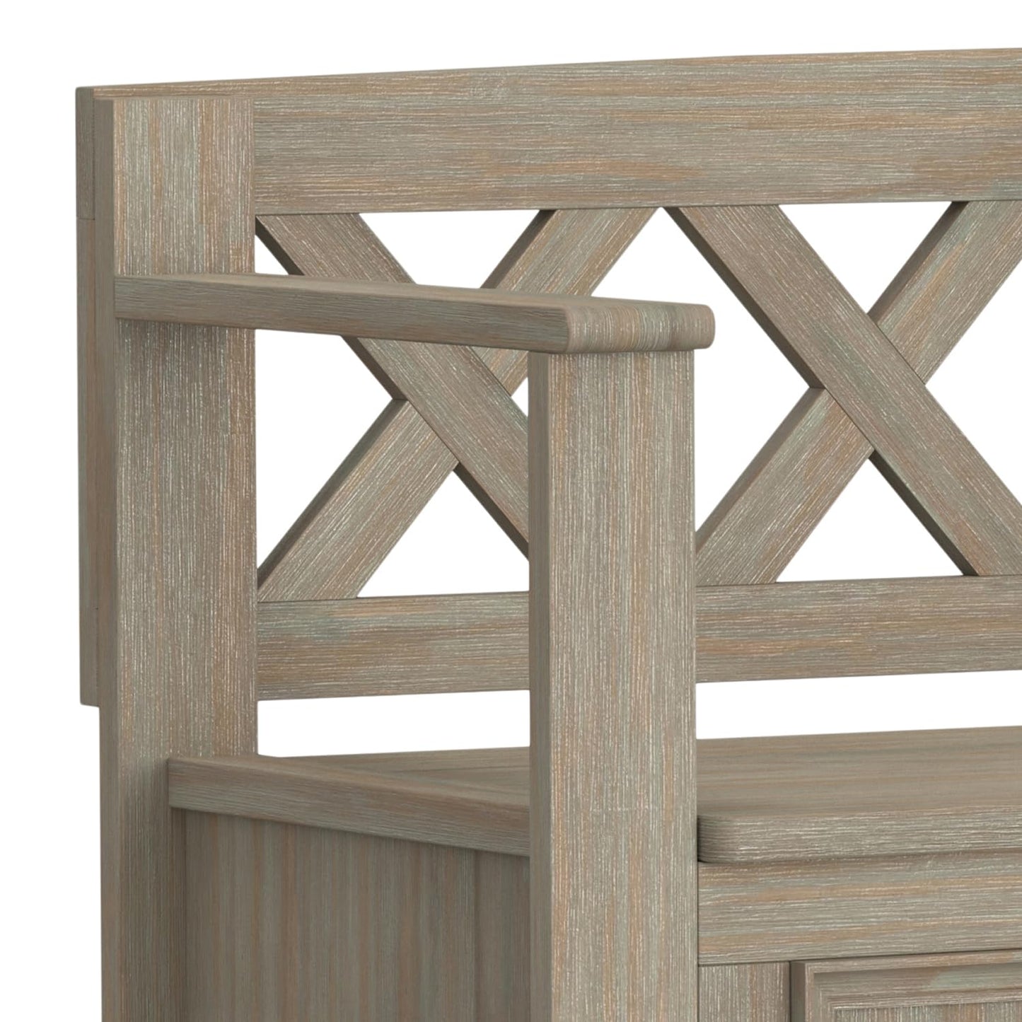 SIMPLIHOME Amherst Entryway Storage Bench - 48 inch Wide Solid Wood Hallway Seat in Distressed Grey, Transitional Bench for Entryway or Living Room with Lift-Up Lid and Spacious Storage
