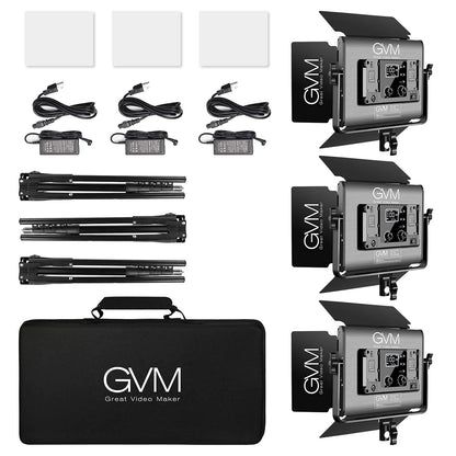 GVM RGB LED Video Light, Photography Lighting with APP Control, 1000D Video Lighting Kit for YouTube Studio, 3 Packs Led Panel Light, 3200K-5600K, 8 Kinds of The Scene Lights, CRI 97