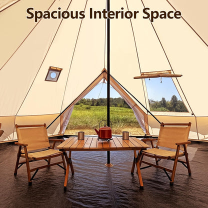 Bell Yurt Tent, Waterproof Luxury 4 Season Hot Tent with Stove Jack/Air Conditioner Vents/2 Skylight for Family Outdoor Camping Oxford Glamping Tents for All Year Living (4M- 173 sq. ft yurt)